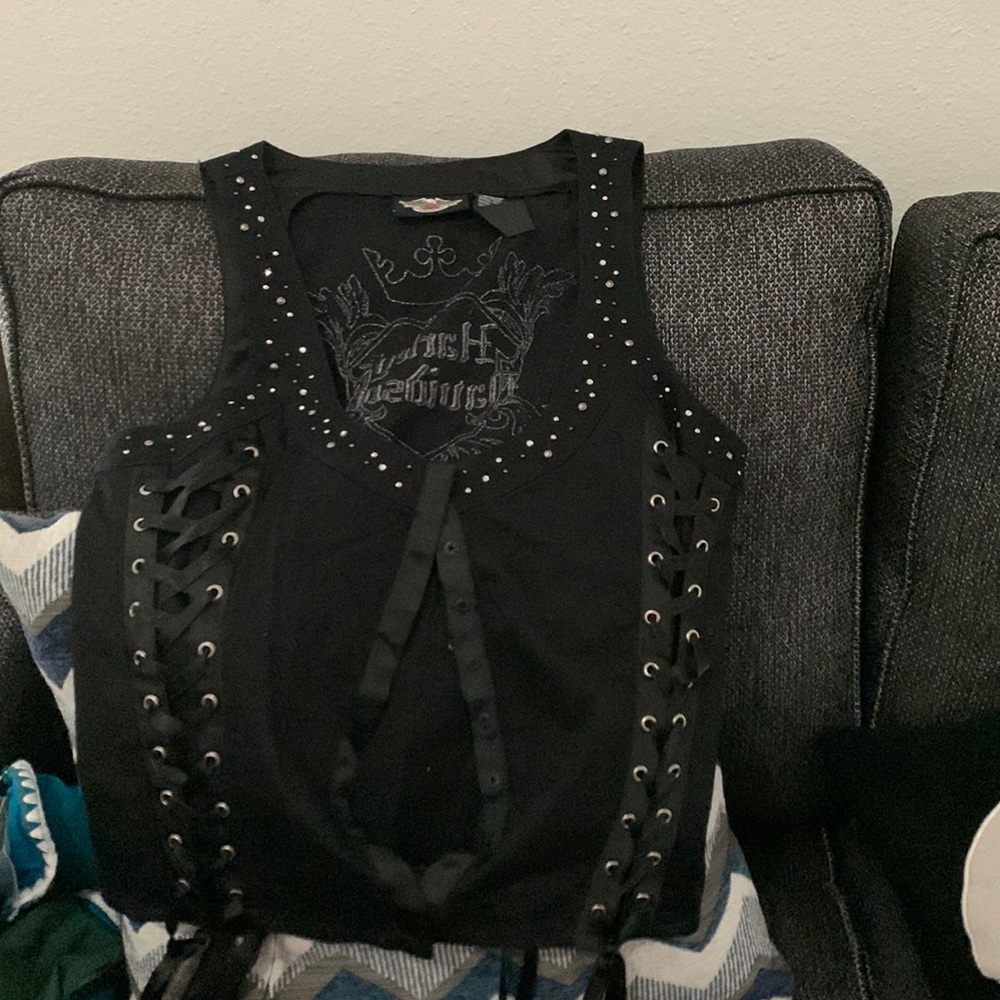 Harley Davidson blinged out corset vest